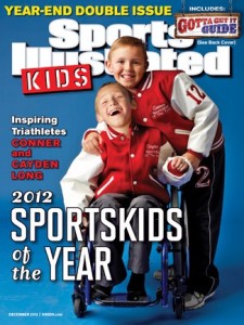 The cover of Sports Illustrated Kids featuring Connor and Cayden Long. Cayden's parents were told by doctors to abandon him because of his cerebral palsy.