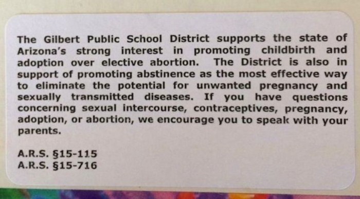 Gilbert School Abstinence Sticker