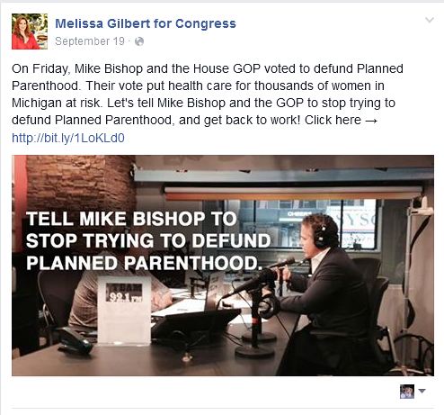 Melissa Gilbert Planned Parenthood Mike Bishop