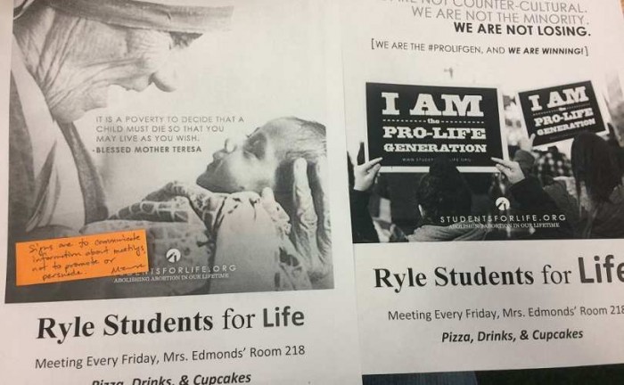 Two of the censored flyers (image via LifeSiteNews)