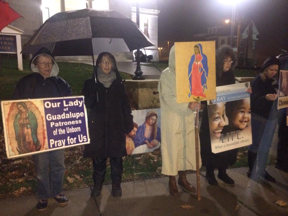 Pro-life advocates outside the NARAL event. Photo courtesy of Peter Wolfgang.