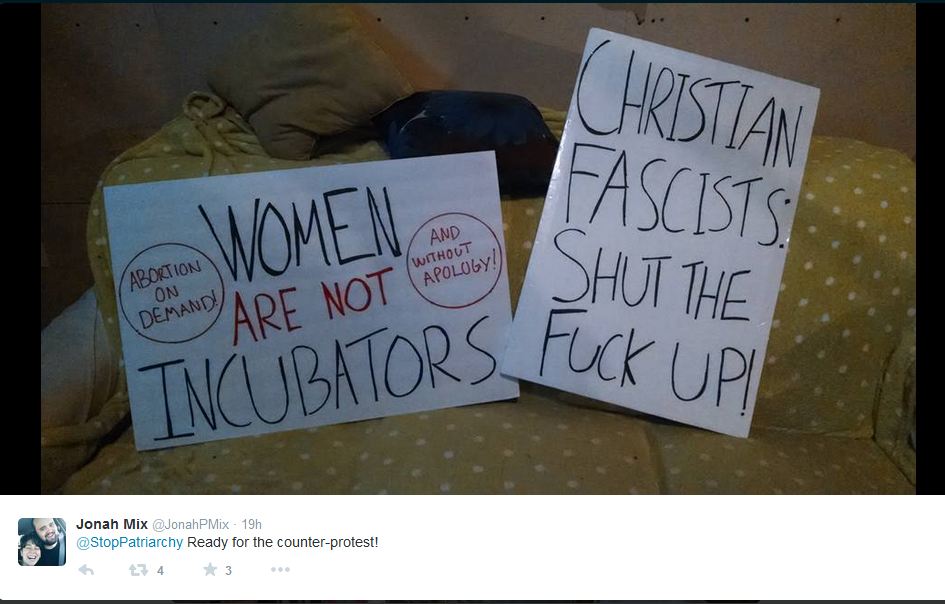 Tweet from previous abortion protest 