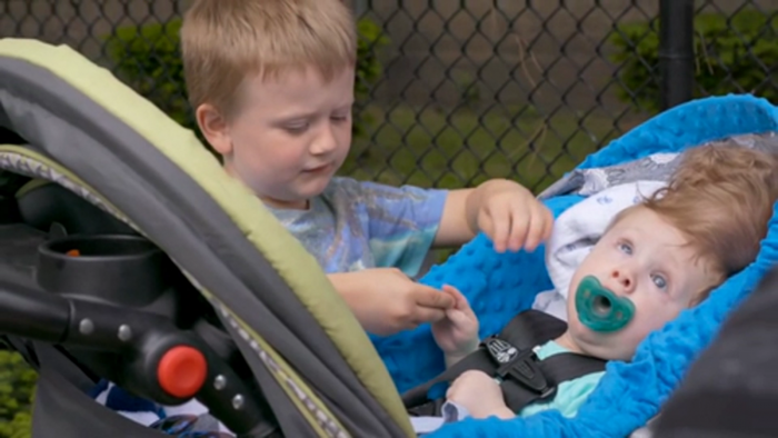 Screenshot of Bentley and his big brother from Boston Children's Hospital video.